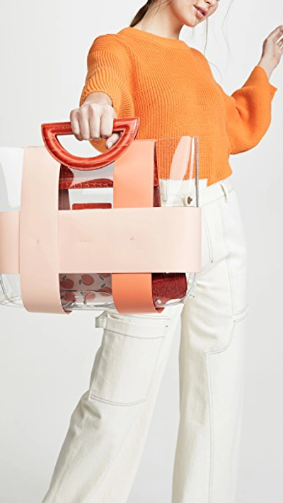 Shop Mlouye Chequer Tote In Coral