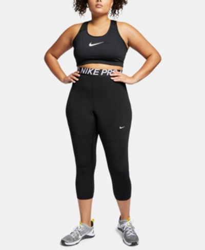 Shop Nike Plus Size Pro Cropped Leggings In Black/white