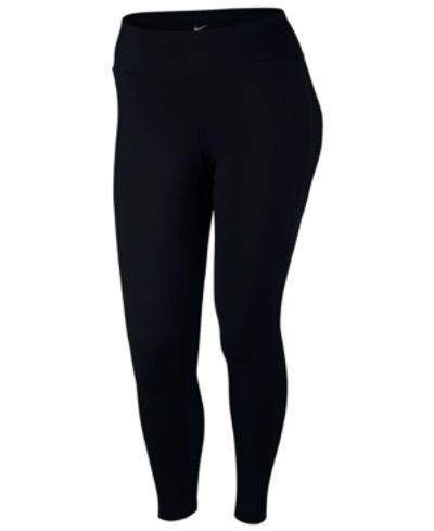 Shop Nike Plus Size Power Dri-fit Training Leggings In Black/ Clear