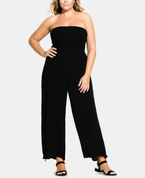 black strapless jumpsuit plus size