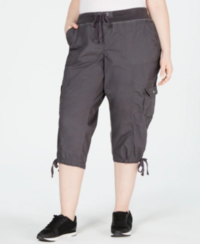 Shop Calvin Klein Performance Plus Size Cropped Cargo Pants In Charcoal