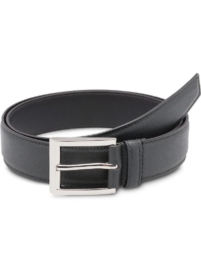 Shop Prada Saffiano Leather Belt - Grey