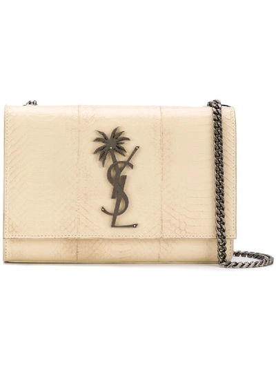 Shop Saint Laurent Small Kate Bag With Monogram Palm Tree - Neutrals
