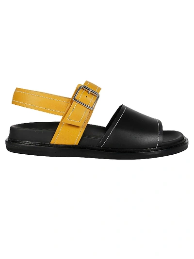 Shop Marni Color Block Sandals In Black/yellow