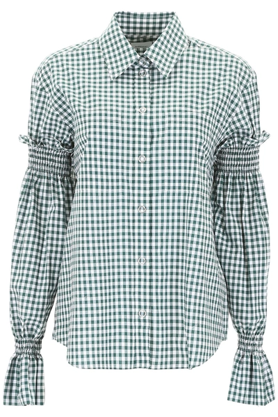 Shop Burberry Gingham Shirt In White (white)