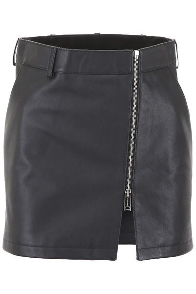 Shop Burberry Leather Mini Skirt In Black (black)