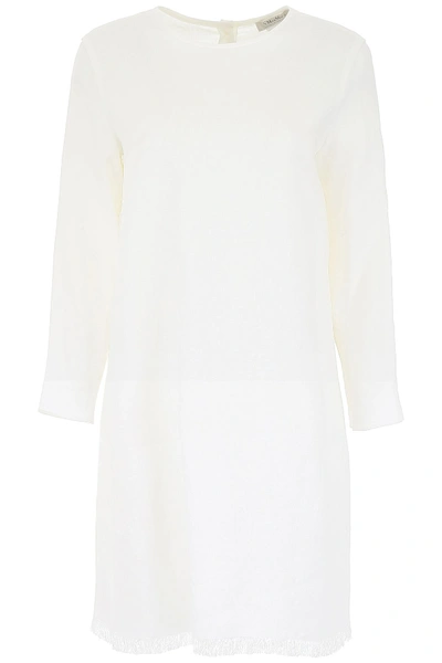 Shop Max Mara Linen Shirt Dress In Bianco (white)