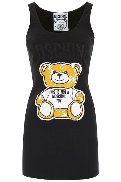 Shop Moschino Teddy Bear Dress In Black (black)