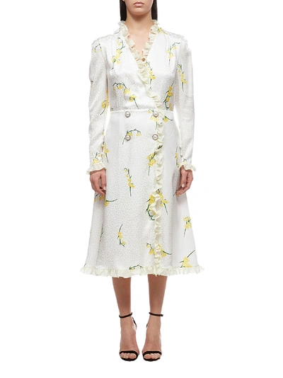 Shop Alessandra Rich Floral Print Dress In White