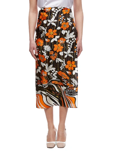 Shop Prada Skirt In Arancio Multicolor