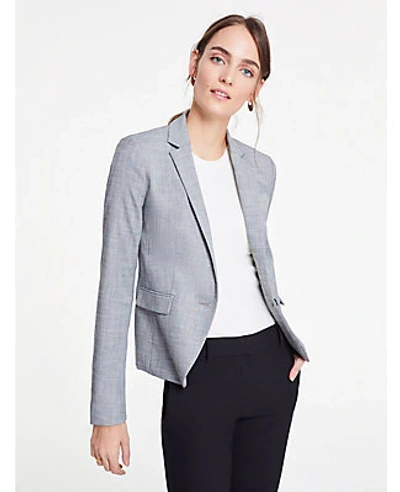 Shop Ann Taylor Tall Crosshatch One Button Blazer In Grey Multi - Online Exclusive