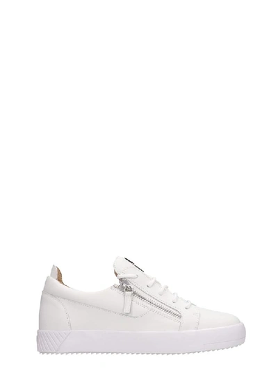 Shop Giuseppe Zanotti White Leather Frankie Sneakers