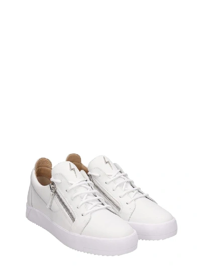 Shop Giuseppe Zanotti White Leather Frankie Sneakers