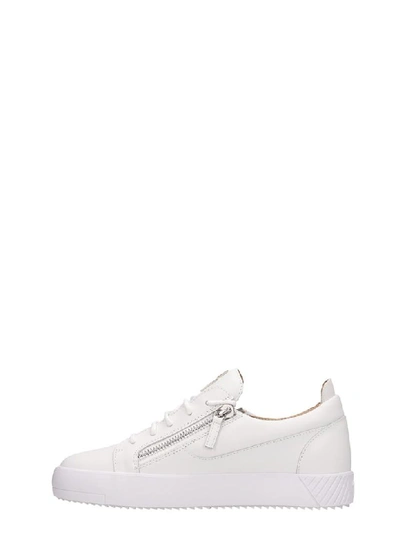 Shop Giuseppe Zanotti White Leather Frankie Sneakers