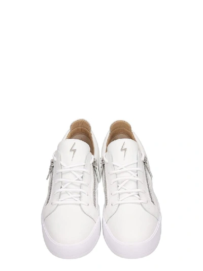 Shop Giuseppe Zanotti White Leather Frankie Sneakers