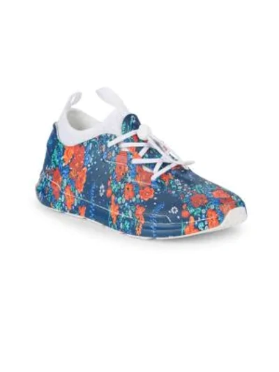 Shop Akid Little Girl's & Girl's Chase Floral Sneakers In Blue Multi