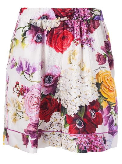 Shop Dolce & Gabbana Floral Print Shorts In White