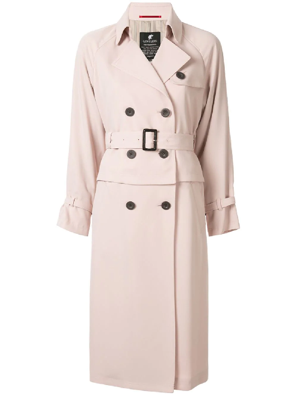 Loveless Pleated Panel Trench Coat In Pink | ModeSens