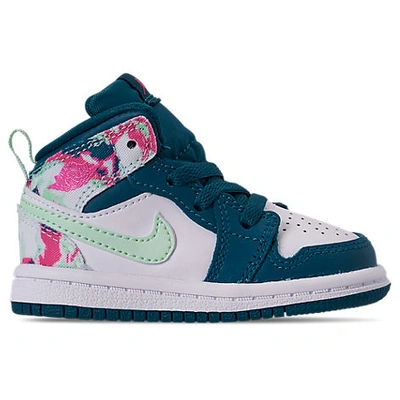 Shop Nike Jordan Girls' Toddler Air 1 Mid Casual Shoes In White / Blue
