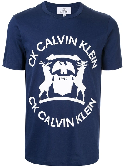 Shop Ck Calvin Klein Logo T-shirt In Blue