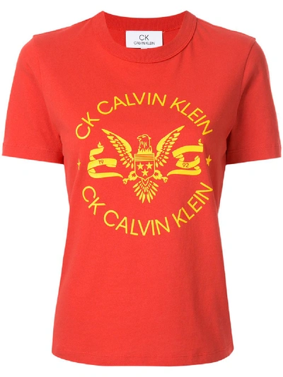 Shop Ck Calvin Klein Logo T-shirt In Red