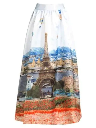 Shop Alice And Olivia Tina Paris Ball Gown Skirt In Paris Collage Multi