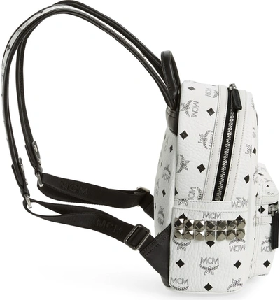 Shop Mcm Mini Stark Side Stud Coated Canvas Backpack In White