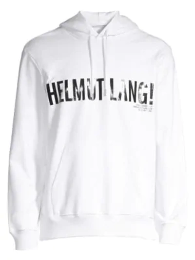 Shop Helmut Lang Exclamation Cotton Hoodie In White