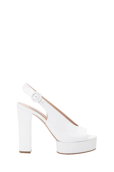 Shop Casadei Slingback Sandals With Open Toe In Bianco