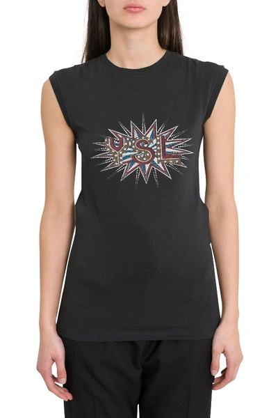 Shop Saint Laurent Ysl Disco Thank Top In Black