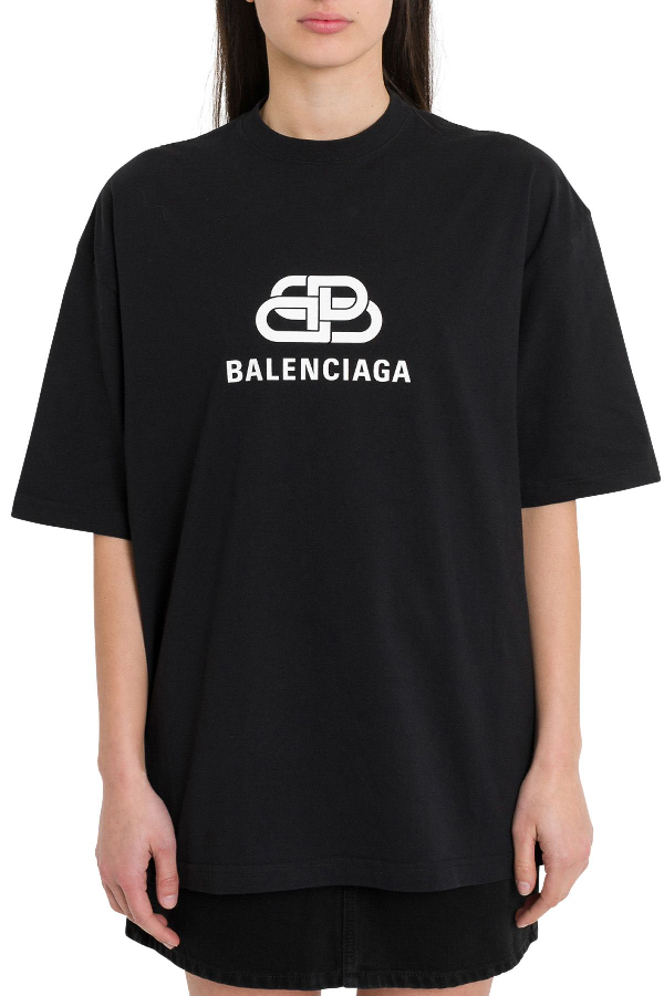 Balenciaga Bb Mode Oversize Tee In Nero | ModeSens