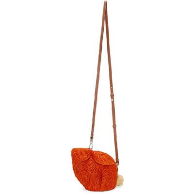 Loewe Bunny Mini Raffia Cross Body Bag In Orange