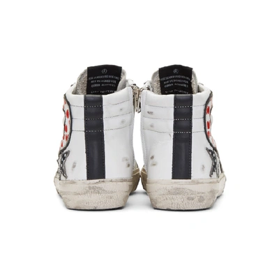 Shop Golden Goose White Polka Dot Slide Sneakers