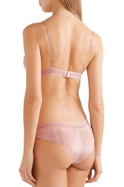 Shop Stella Mccartney Lace-trimmed Silk Soft-cup Triangle Bra In Baby Pink