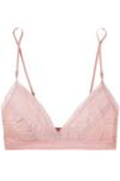 Shop Stella Mccartney Lace-trimmed Silk Soft-cup Triangle Bra In Baby Pink