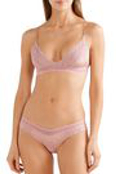 Shop Stella Mccartney Lace-trimmed Silk Soft-cup Triangle Bra In Baby Pink
