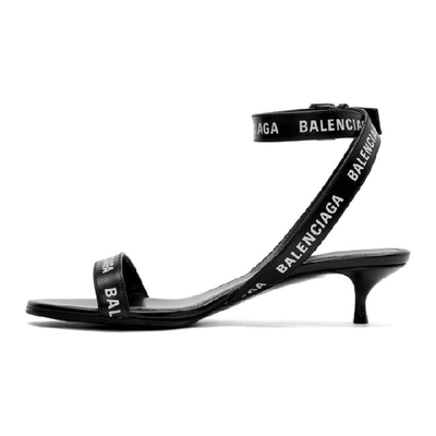 Shop Balenciaga Black Logo Strappy Sandals In 1006 Black