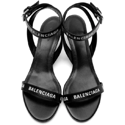 Shop Balenciaga Black Logo Strappy Sandals In 1006 Black