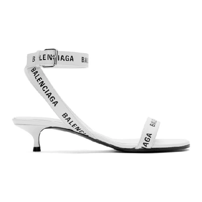 Balenciaga Logo Ankle Strap Slingback Sandals In Black White ModeSens