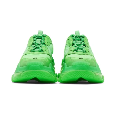 Shop Balenciaga Green Triple S Sneakers