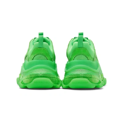 Shop Balenciaga Green Triple S Trainers