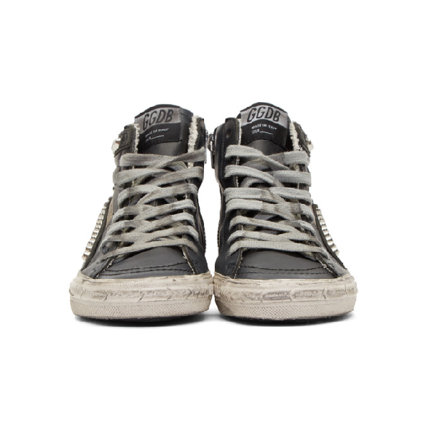 golden goose black high top with studs