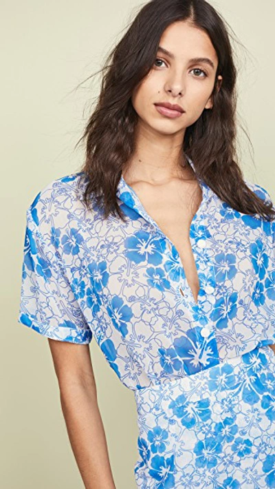 Shop All Things Mochi Nora Shirt In Blue Floral