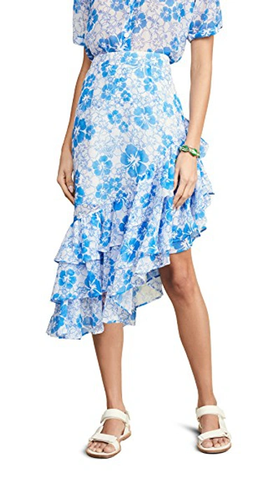 Shop All Things Mochi Ebony Skirt In Blue Floral