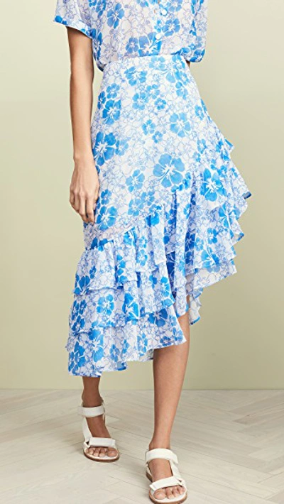 Shop All Things Mochi Ebony Skirt In Blue Floral