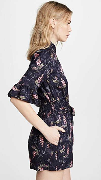 Shop Rebecca Taylor Ivie Floral Romper In Navy Combo