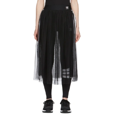 Shop Adidas Originals Black Tulle Adicolor Sleek Skirt