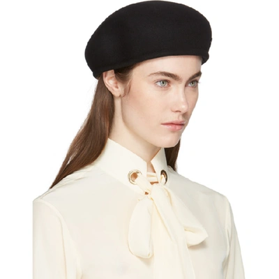 Shop Maison Michel Black New Bonnie Beret