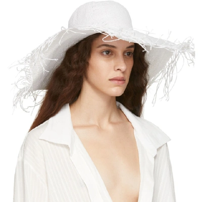 Shop Jacquemus White Le Chapeau Riviera Beach Hat