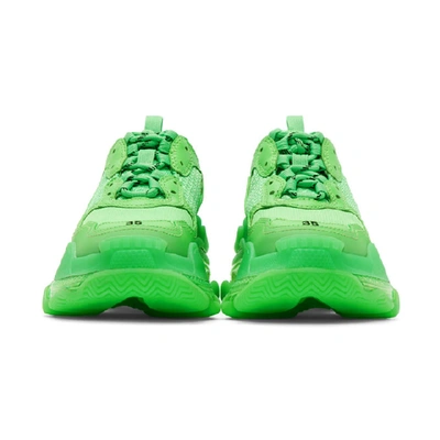Shop Balenciaga Green Triple S Clear Sole Sneakers